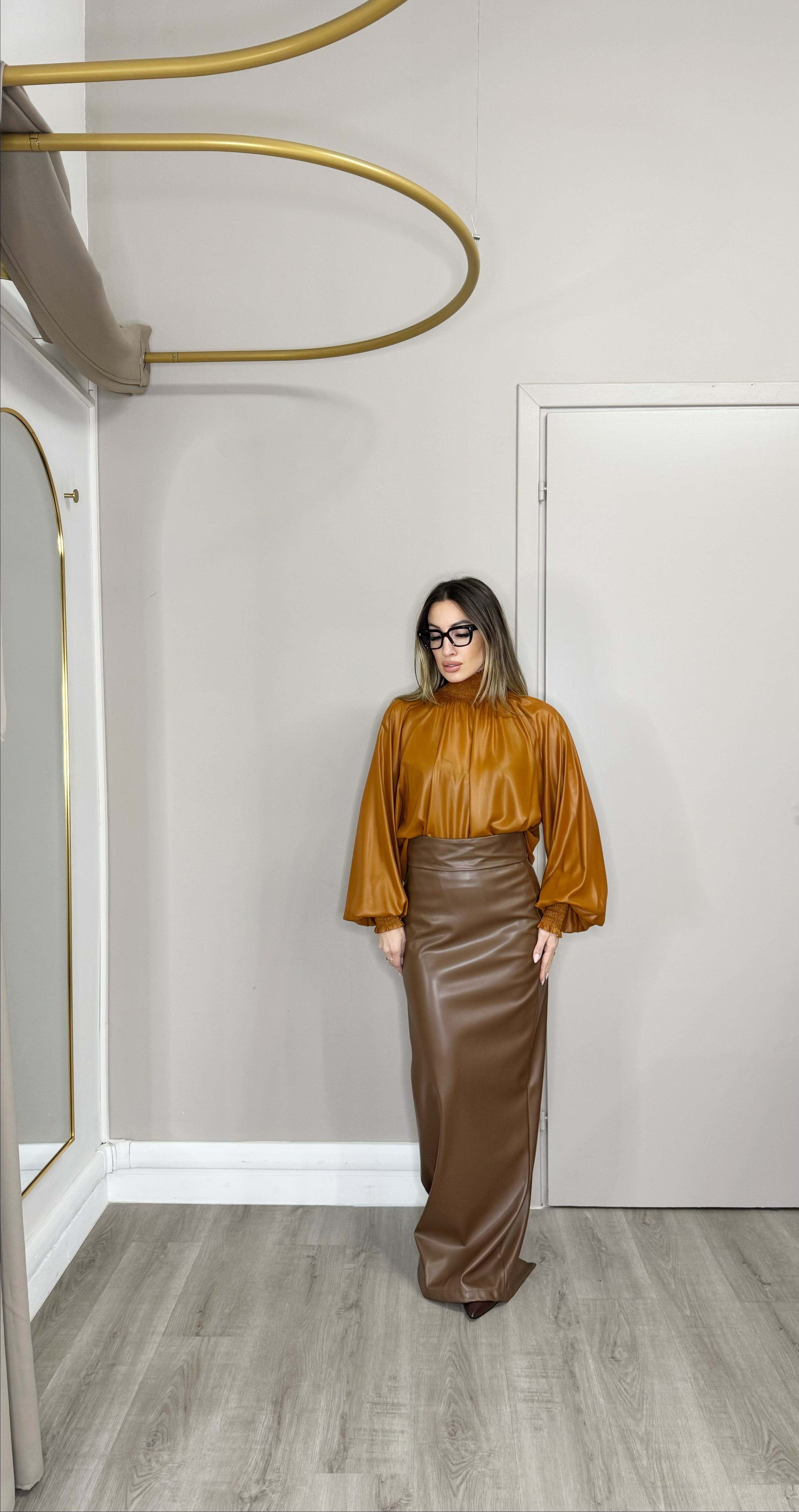 Gonna lunga ecopelle