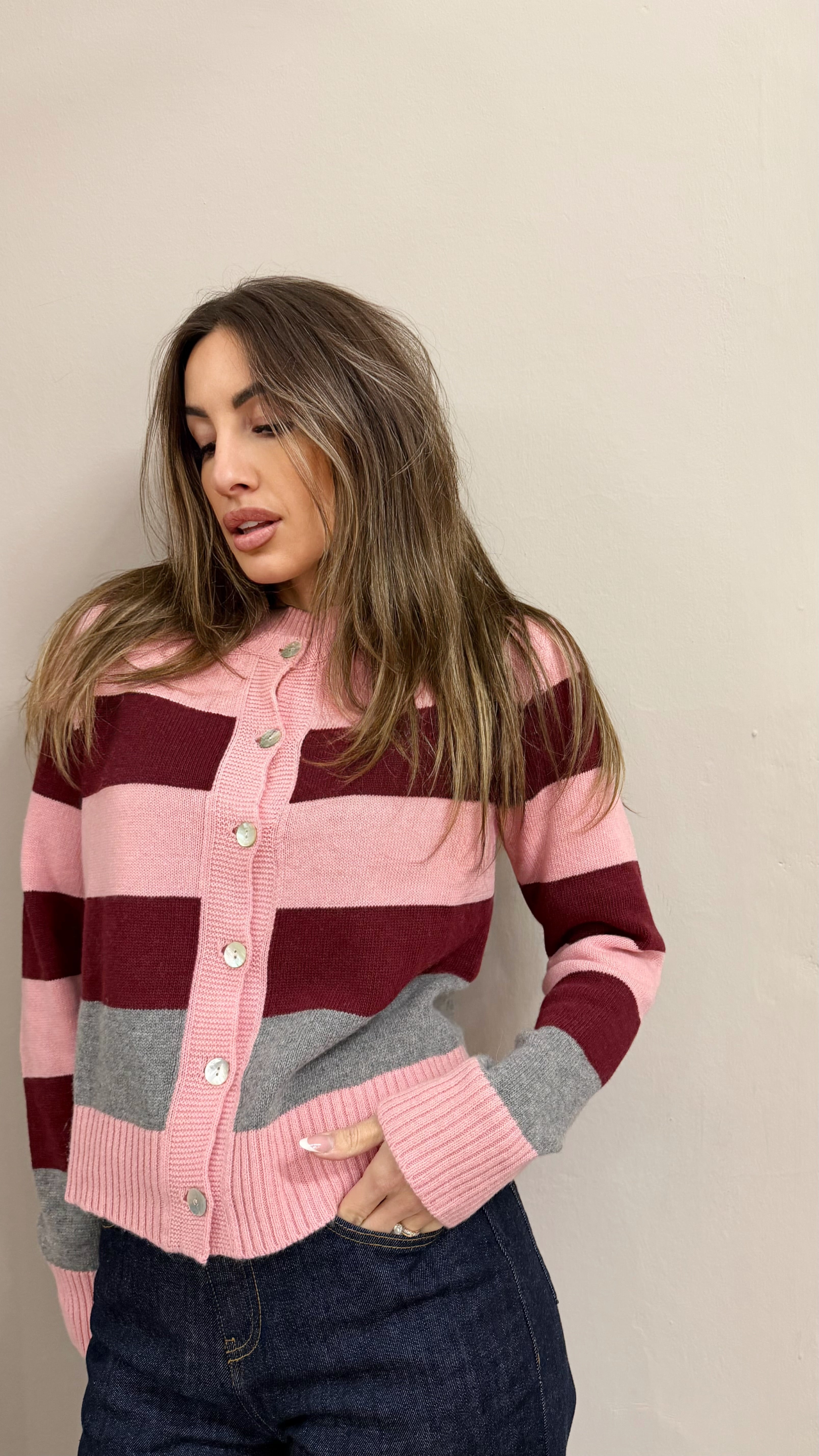 Cardigan Righe Cashmere