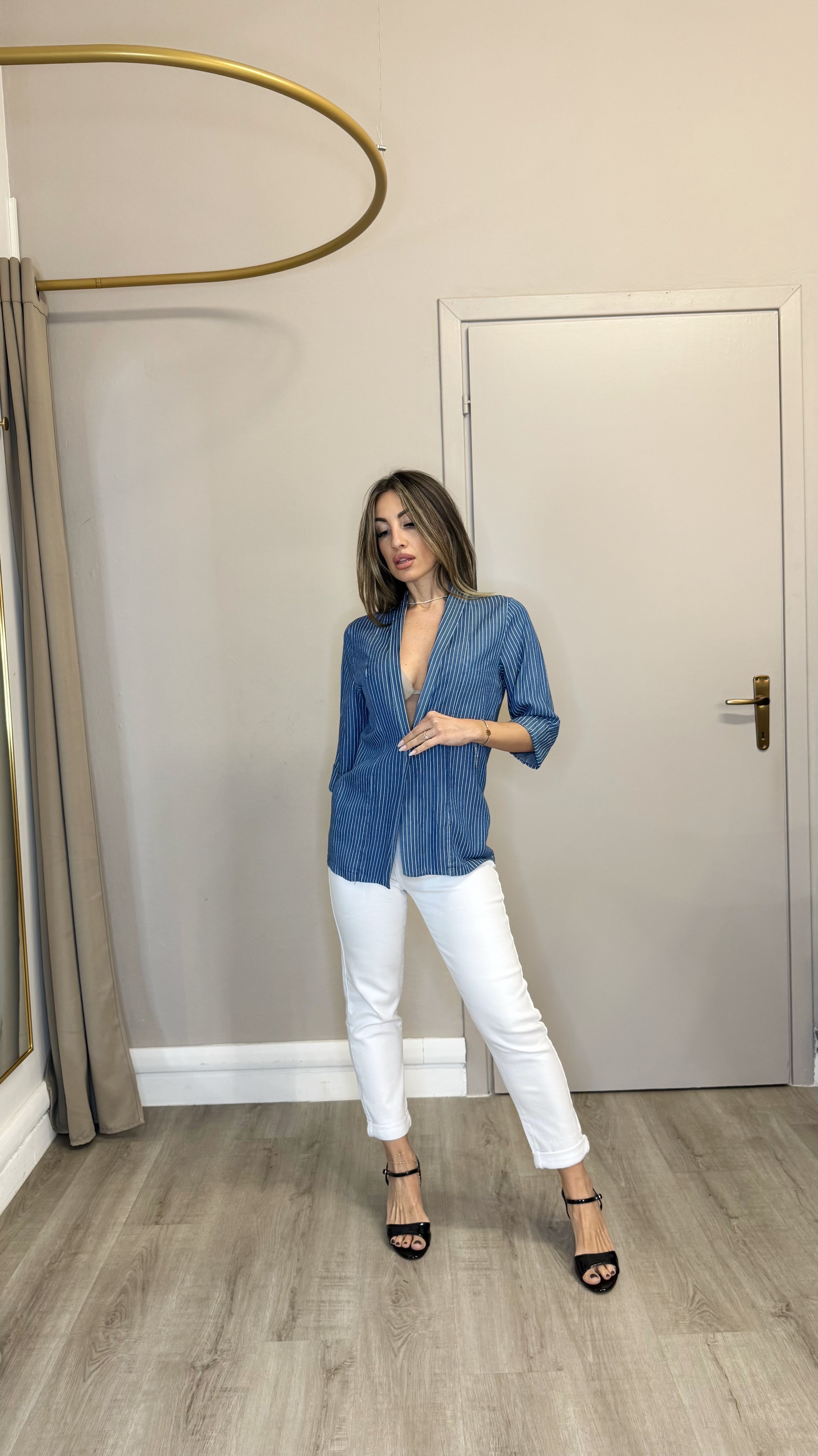 Giacca Tencel Gessata