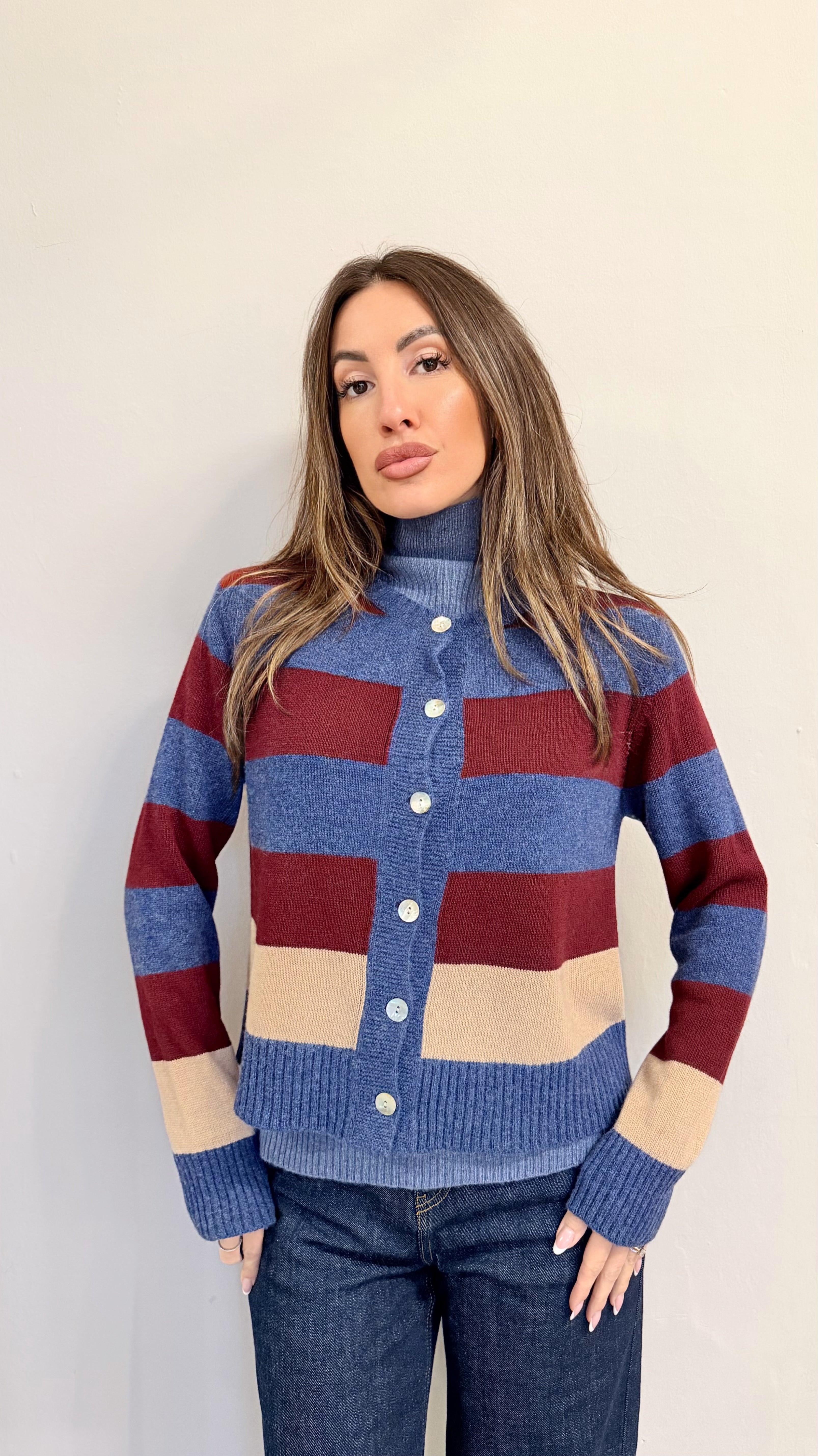 Cardigan Righe Cashmere