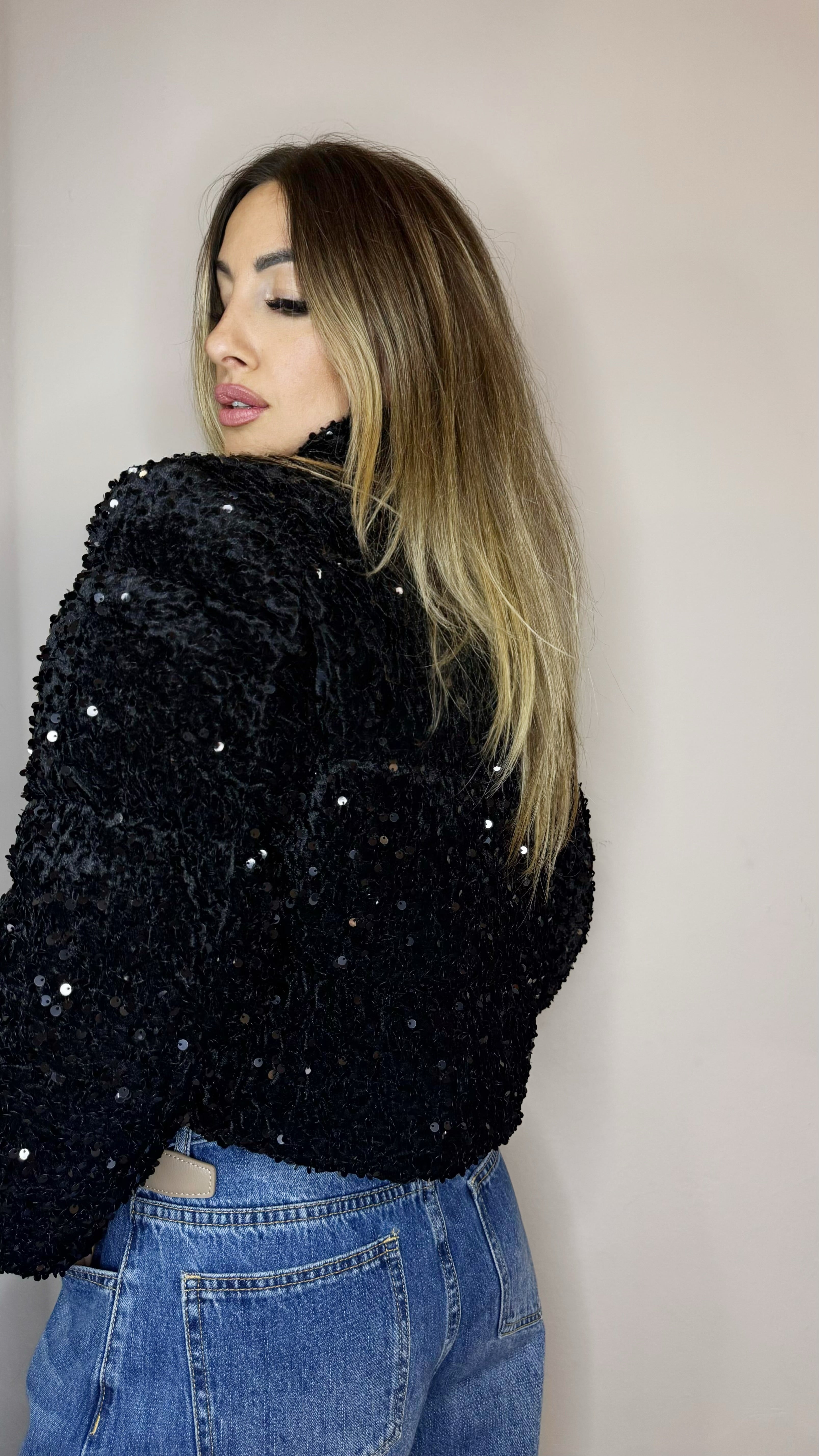 Piumino Crop Paillettes