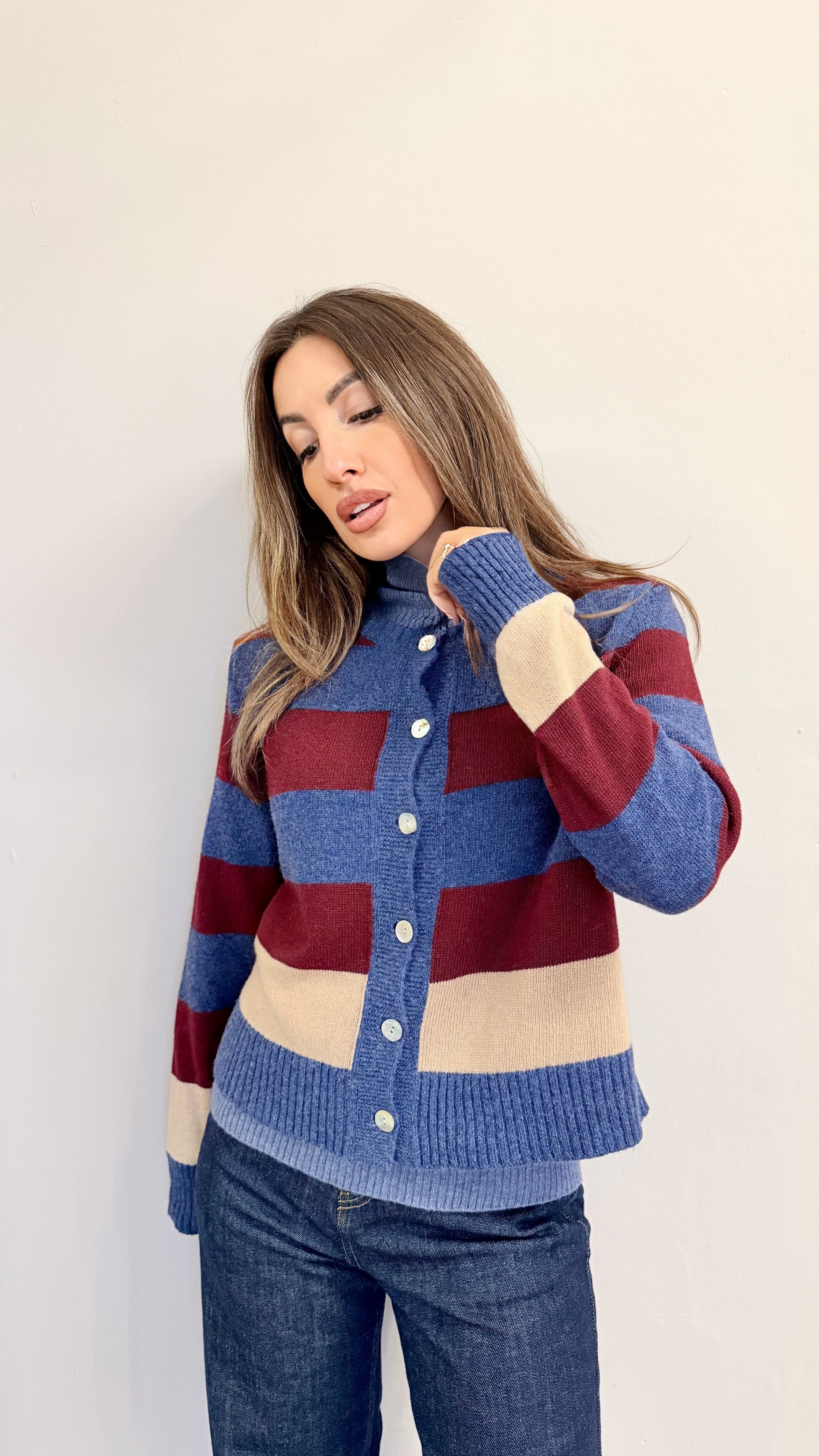 Cardigan Righe Cashmere