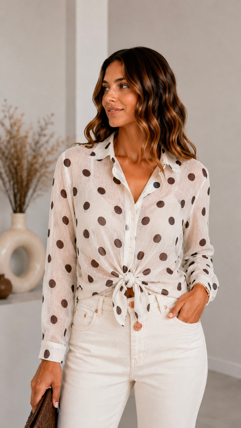 Camicia mussola cotone pois