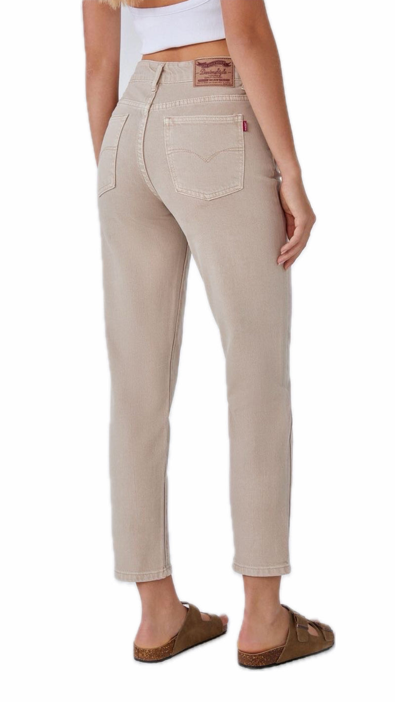 Jeans Mom Fit Beige