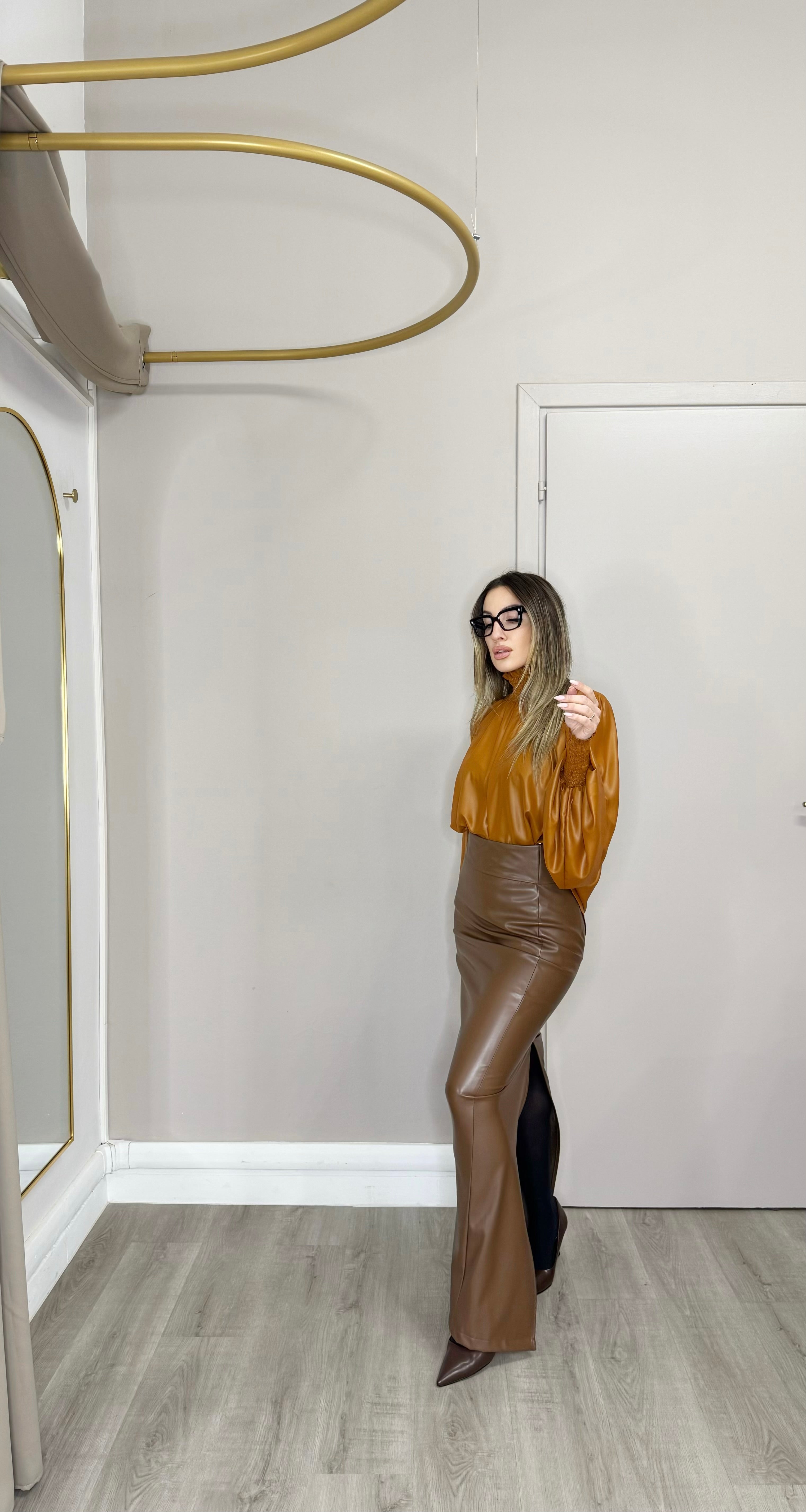 Gonna lunga ecopelle