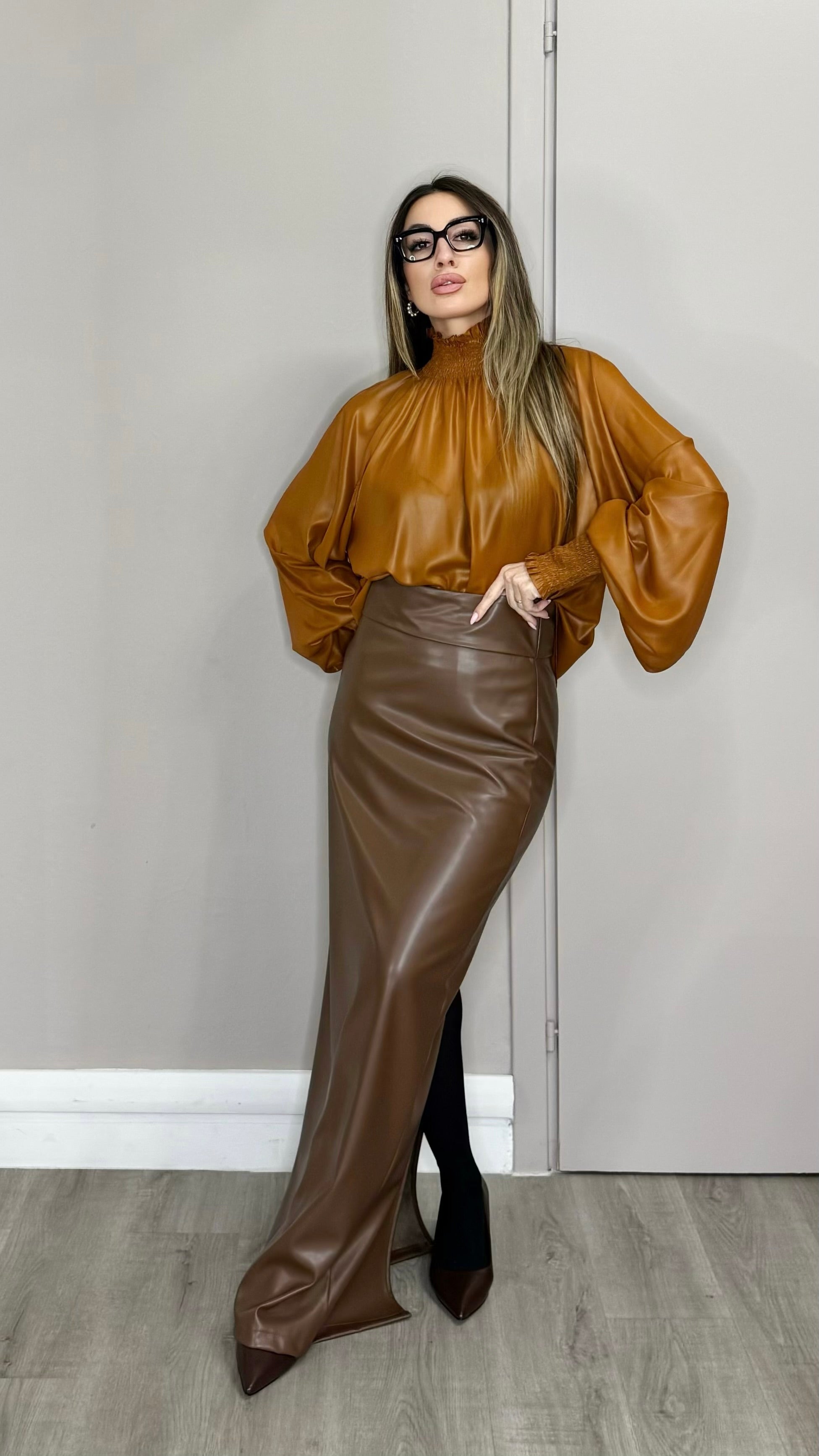 Gonna lunga ecopelle