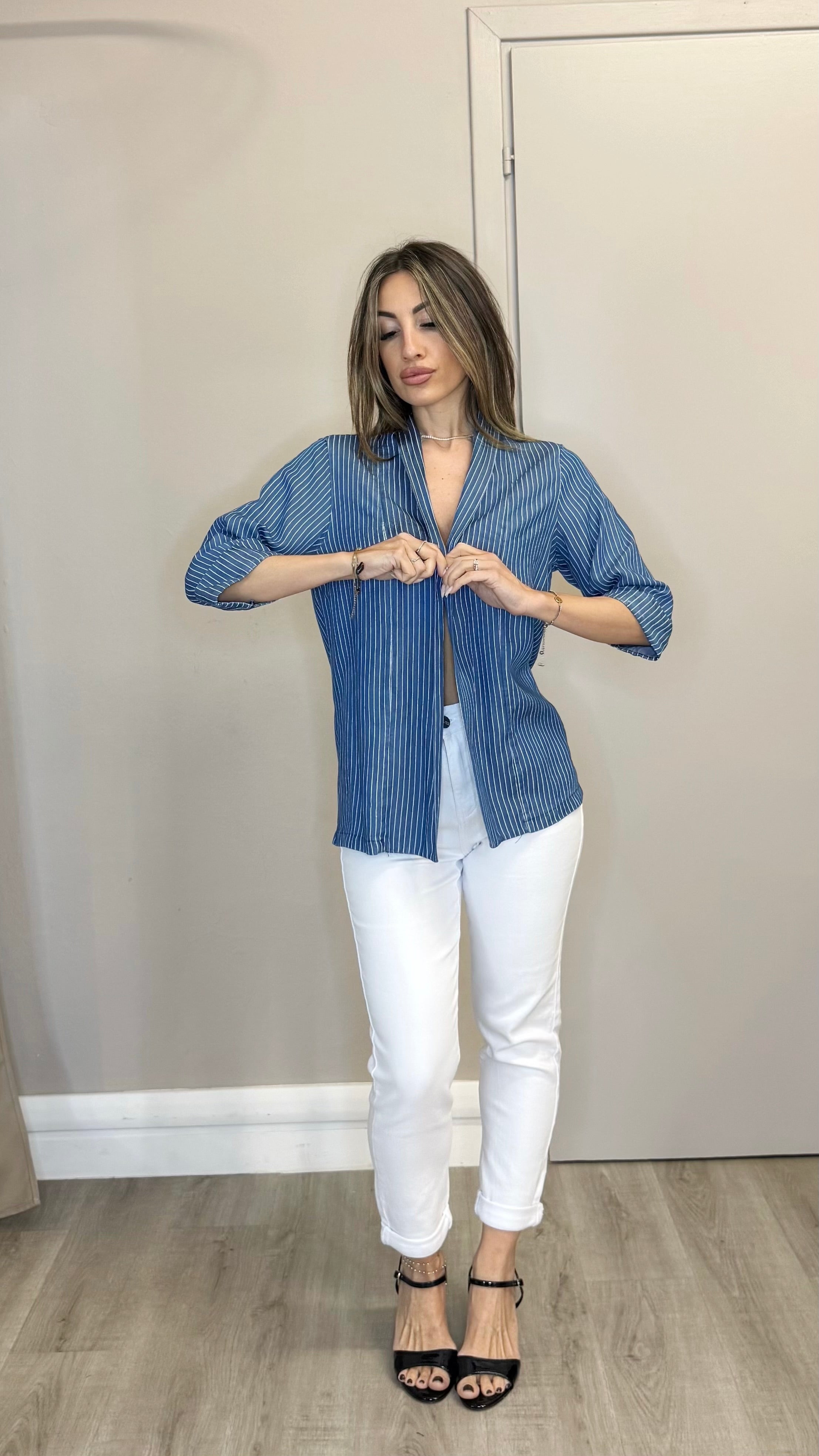 Giacca Tencel Gessata