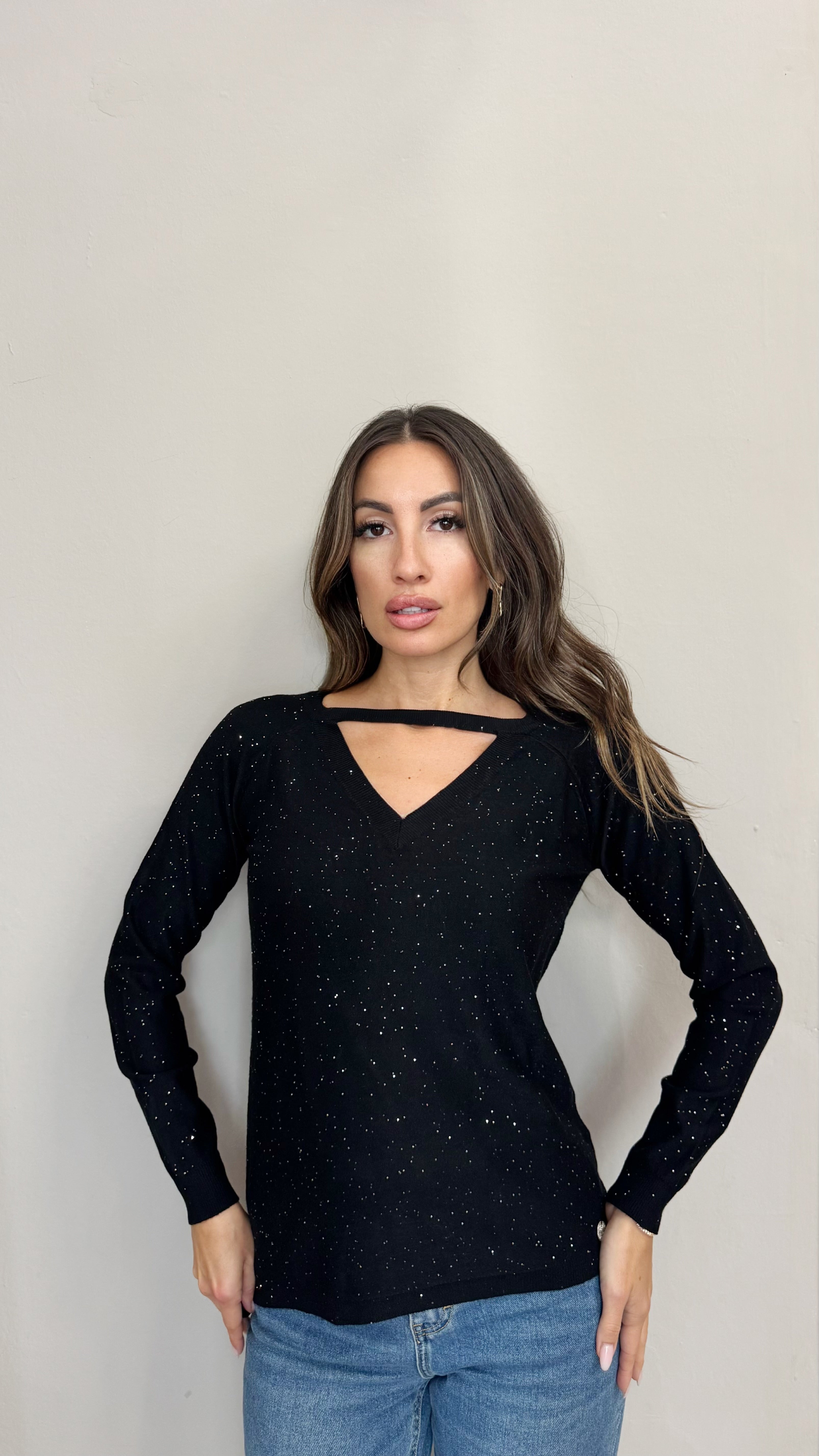 Maglia Cut Out Pailletes