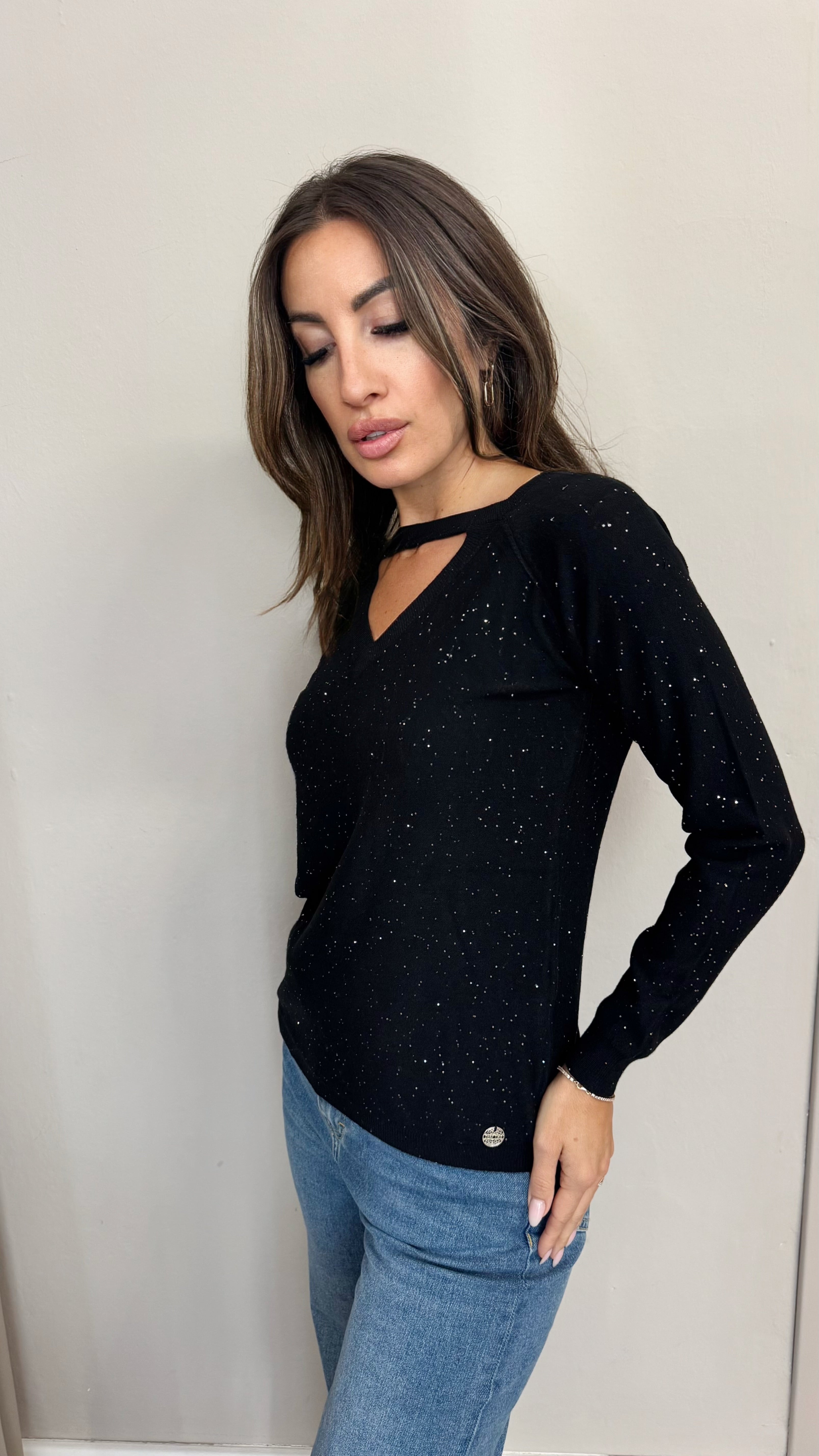 Maglia Cut Out Pailletes