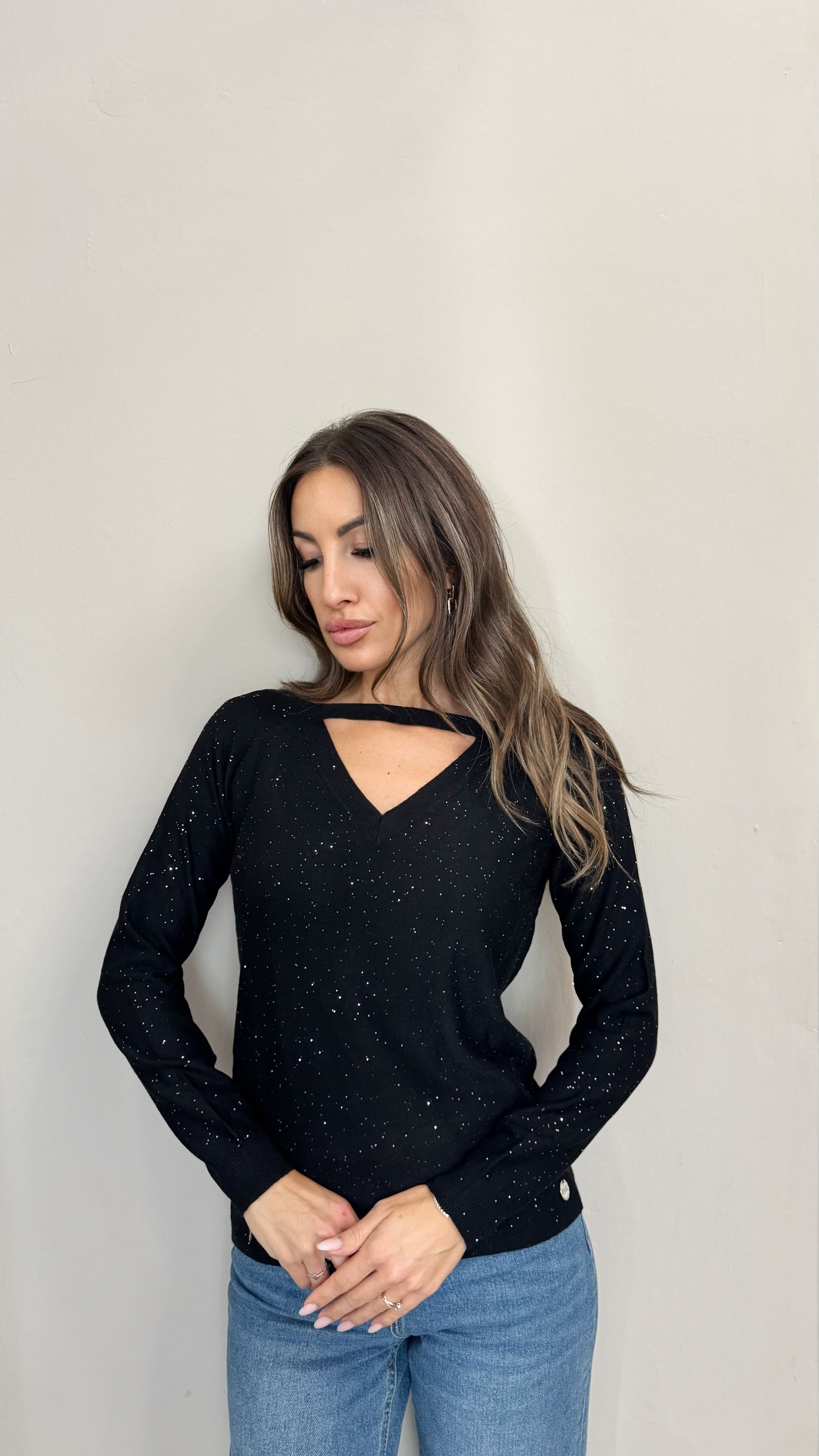 Maglia Cut Out Pailletes
